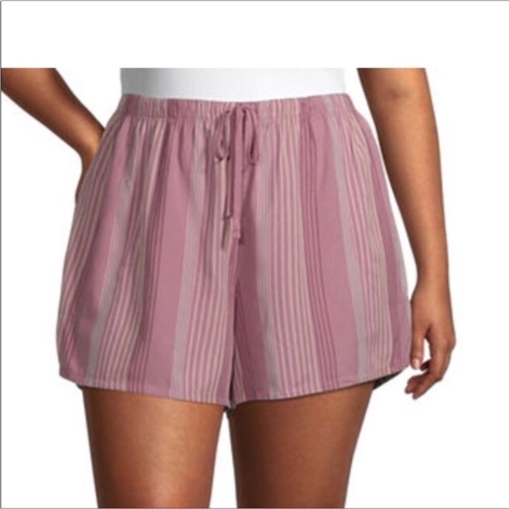 Ambrielle sleep lounge shorts Woman’s 2X plus mauve stripe with pockets
